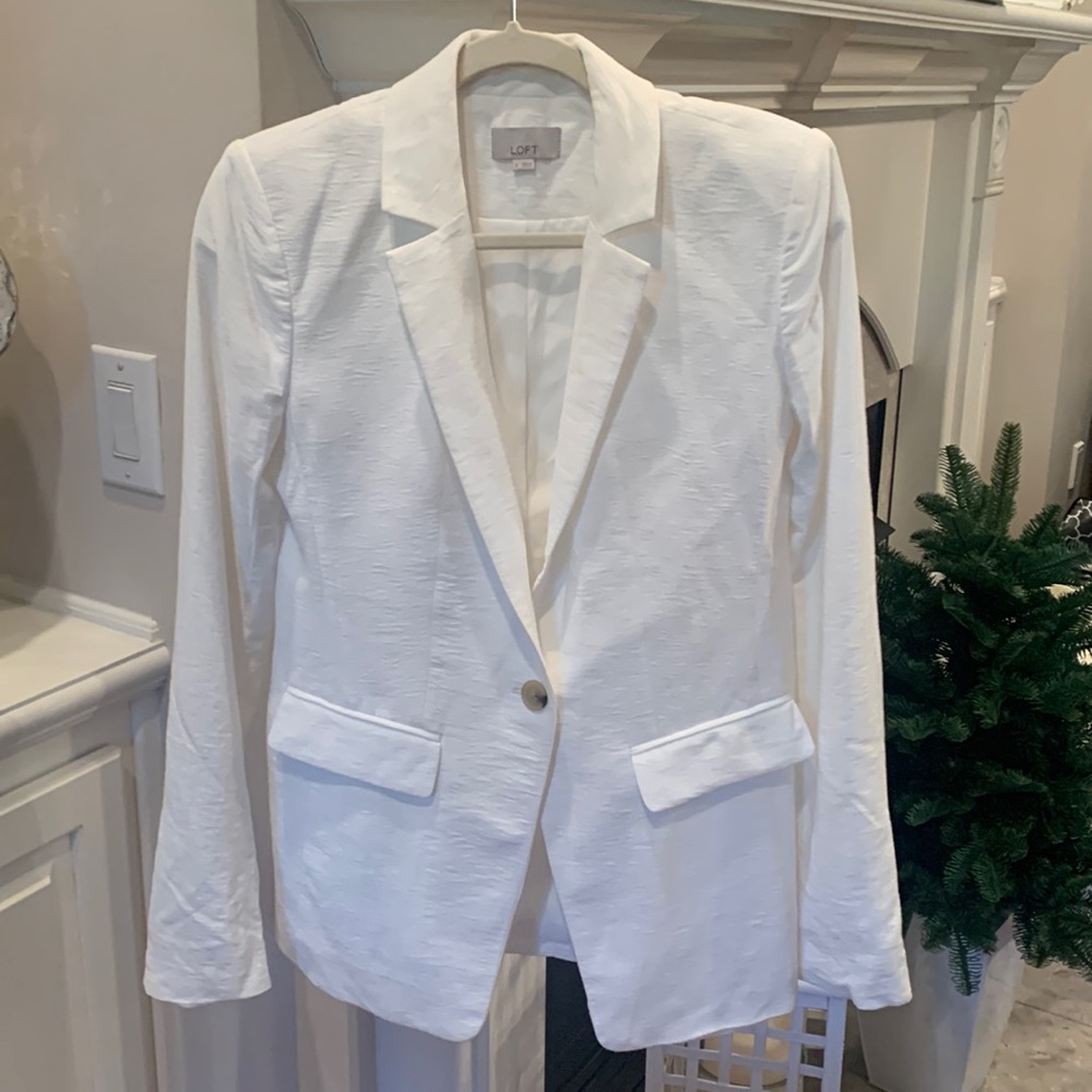 Loft Linen White Blazer